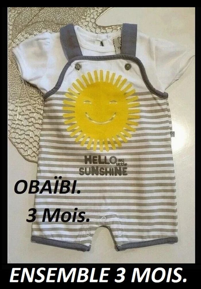 Ensemble soleil, rayé, Obaibi T: 3 mois
