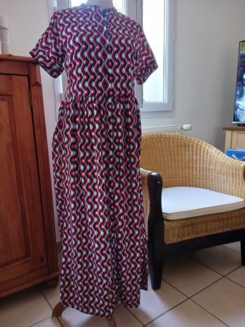 Robe longue vintage lilie rose T38