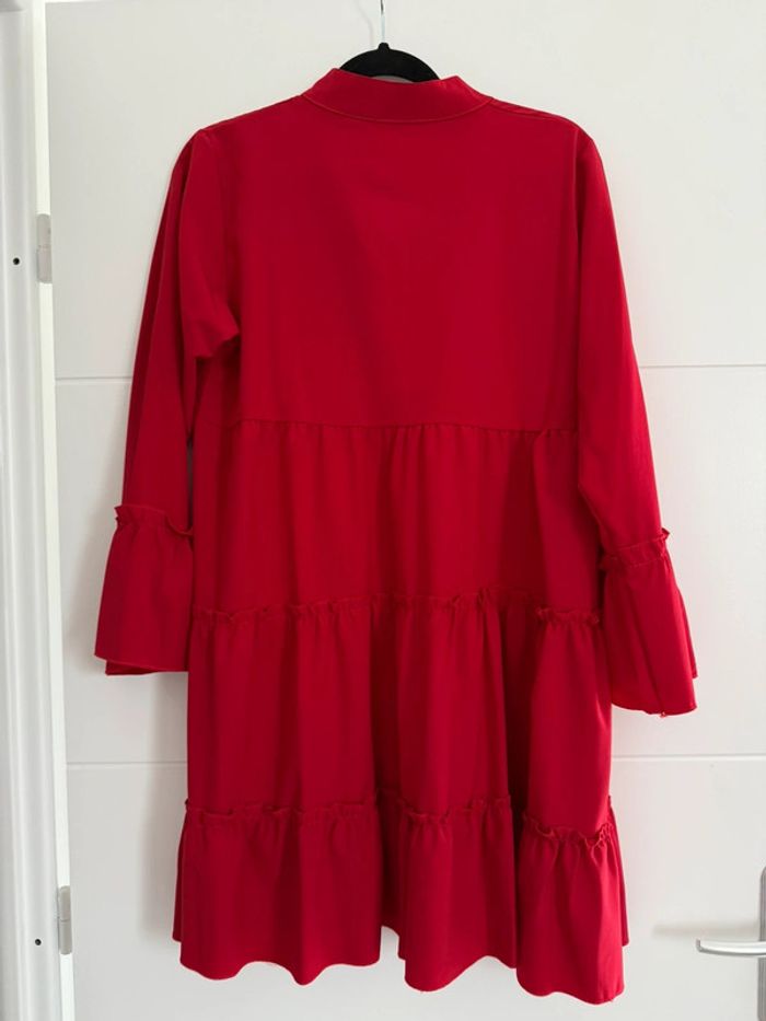 Robe manches longues fluide léger tunique rouge Kleid dress Vestido Vestito jurk jumpsuit femme - photo numéro 2