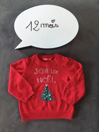 Pull de Noël fin Mixte 12 mois Sapin Joyeux Noël Tissaia
