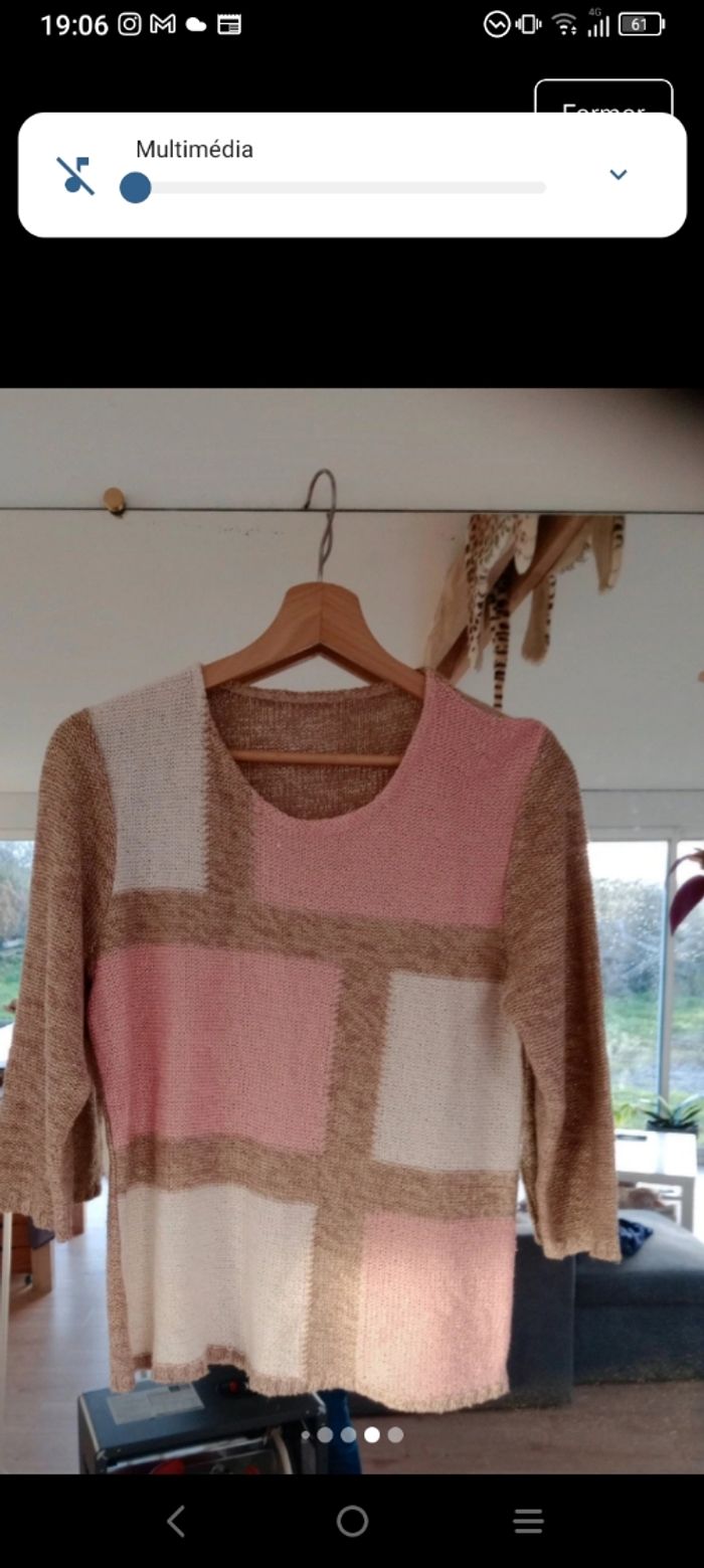 Pull léger femme L motifs géométriques pastel c81 - photo numéro 8