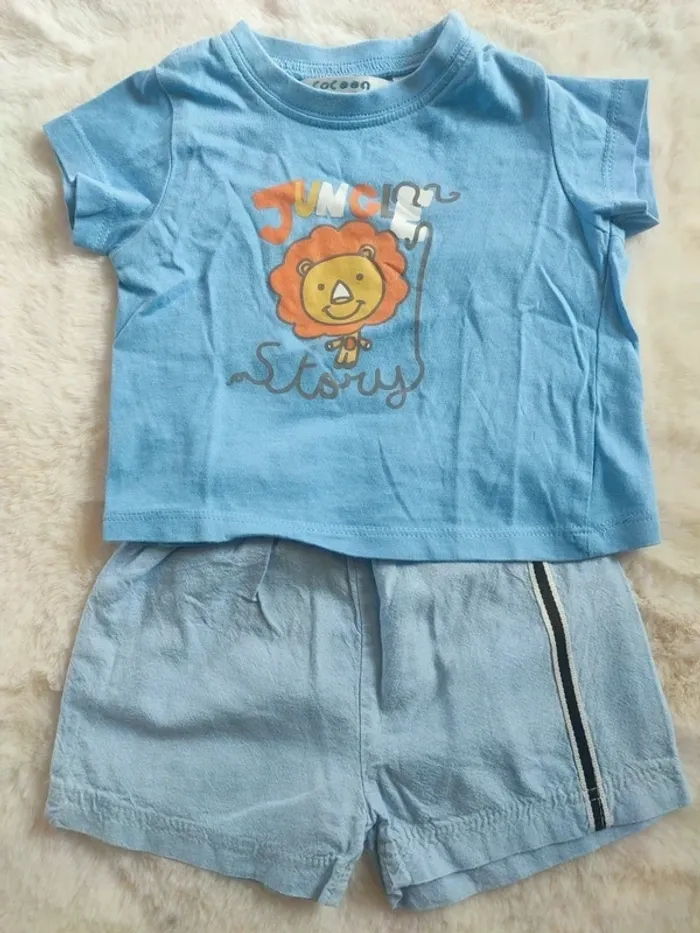 Ensemble bébé garçon 3 mois – t-shirt lion + short – été