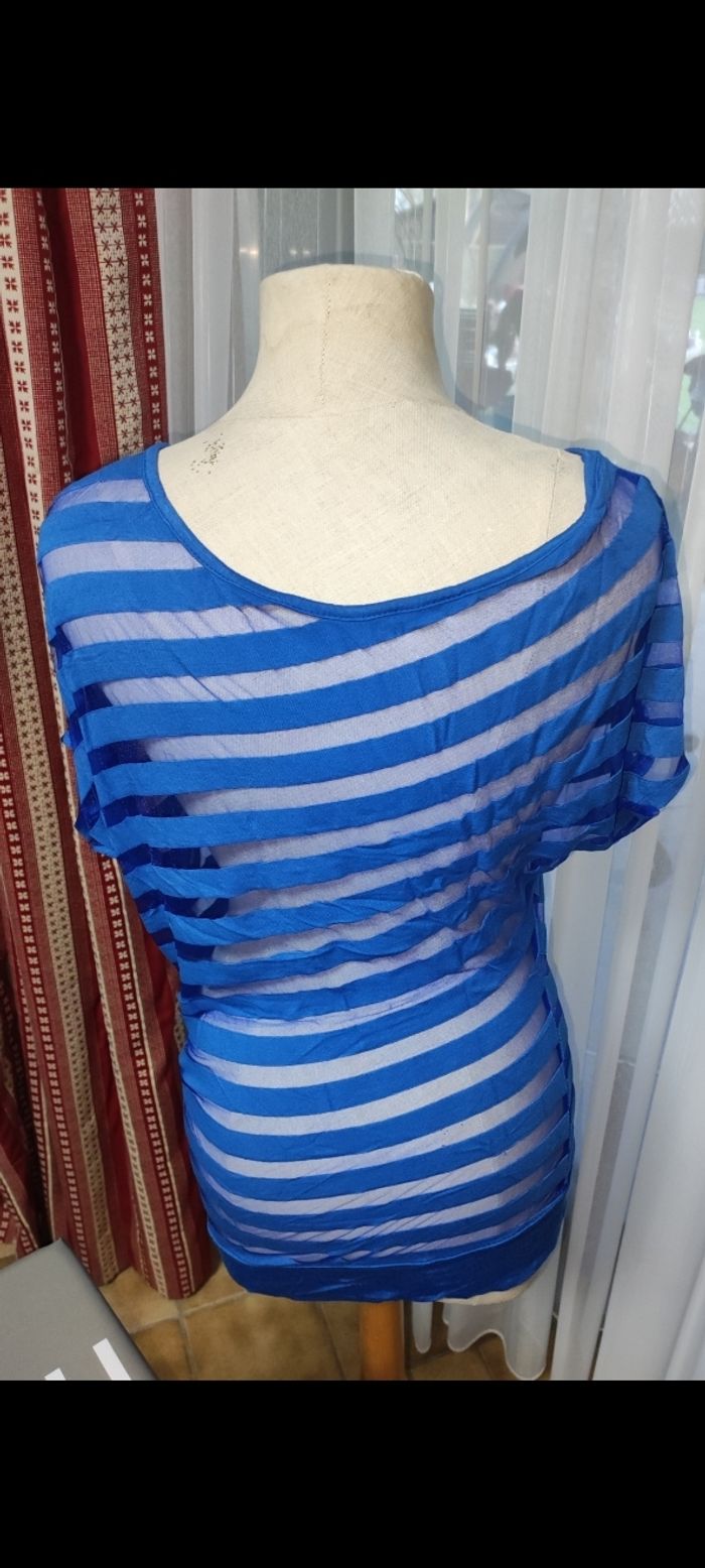 T-shirt bleu roi Taille unique - photo numéro 3