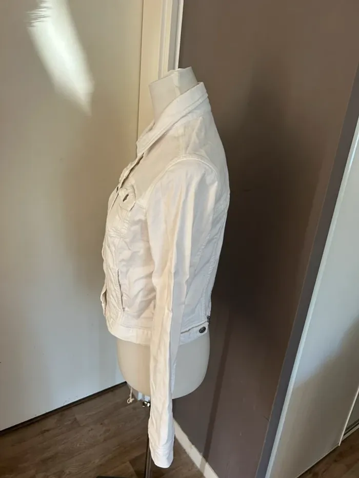 Caroll veste en jeans courte blanche femme, taille 36 - photo numéro 4