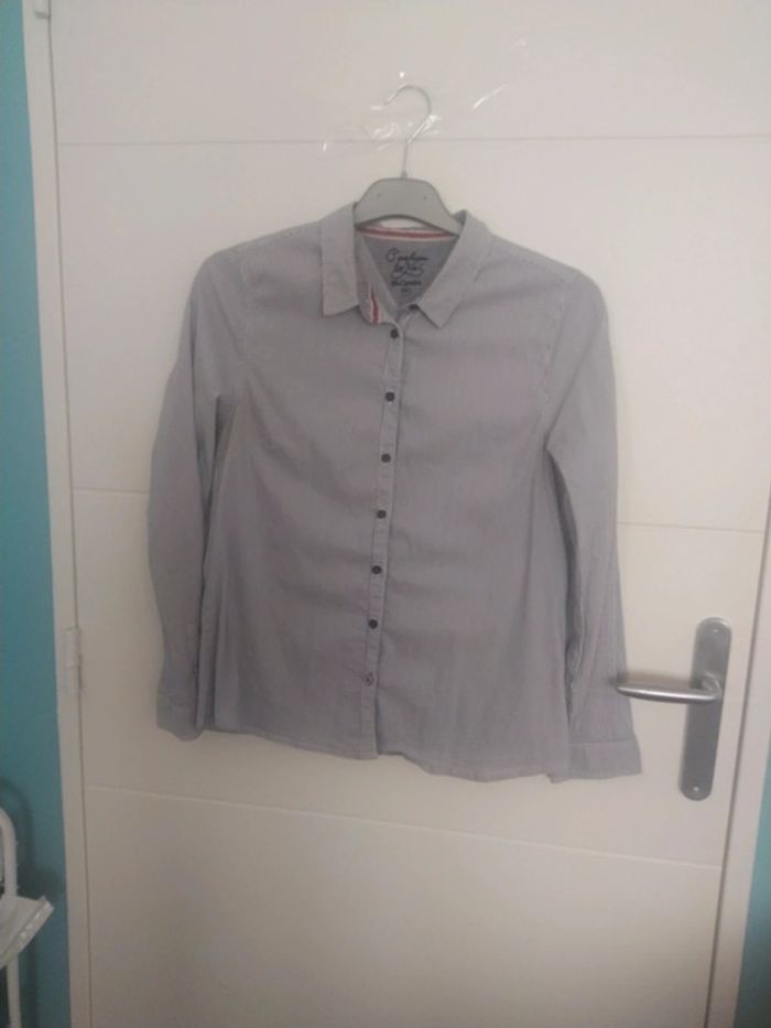 Chemise tailleur gris foncé rayée