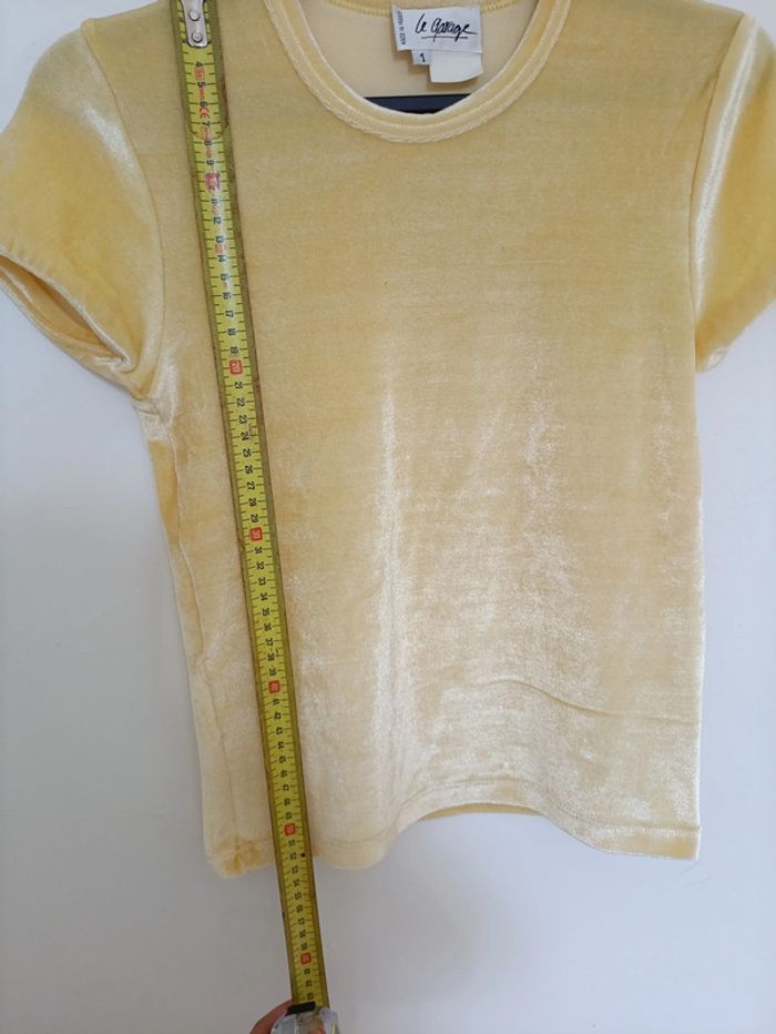 T-shirt en velours jaune Le Garage vintage mignon doux - photo numéro 3