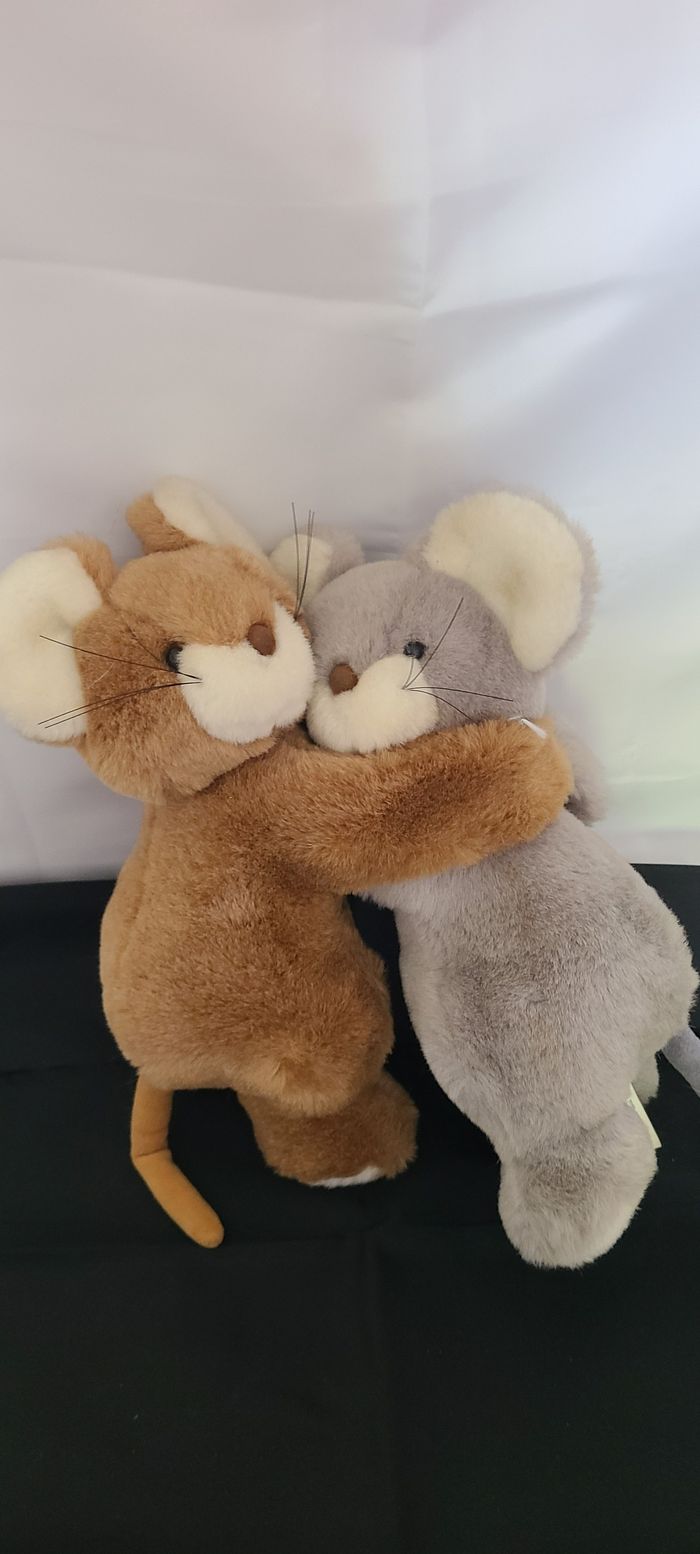 peluche souris enlacés playwell toys vintage - photo numéro 3