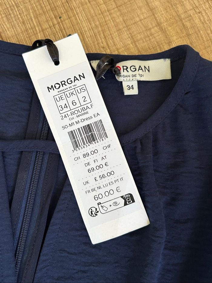 Robe bleue marine neuve à manches courtes Morgan taille 34 (valeur 60€) - photo numéro 9