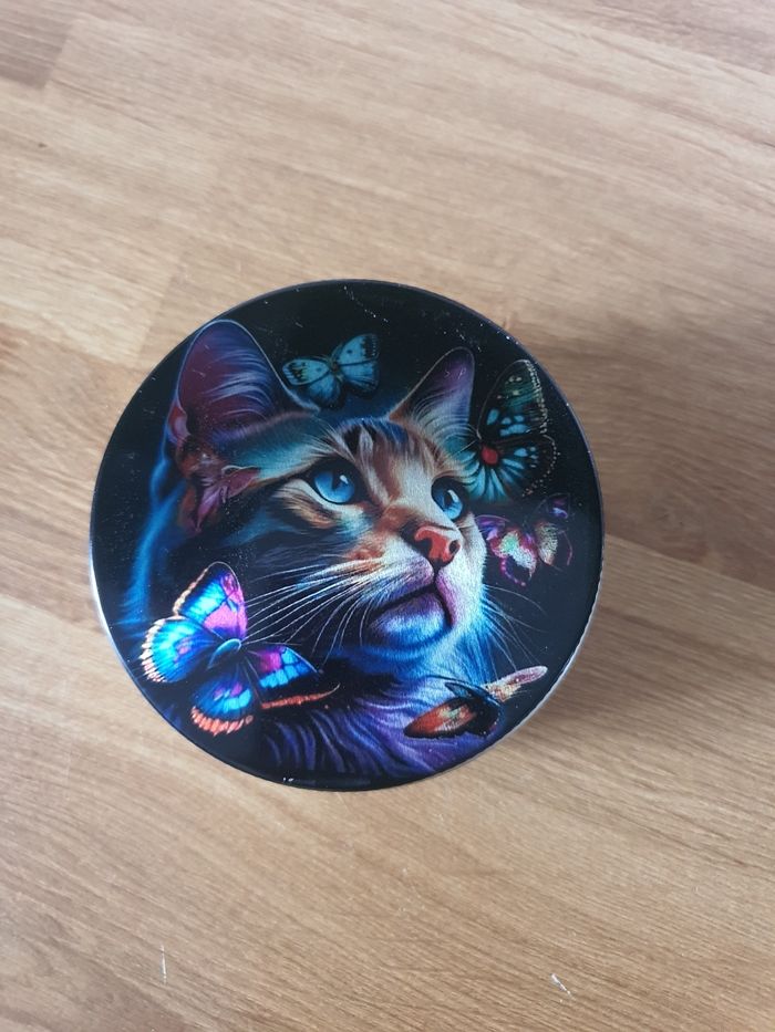 Boite de rangement en métal chat - photo numéro 2