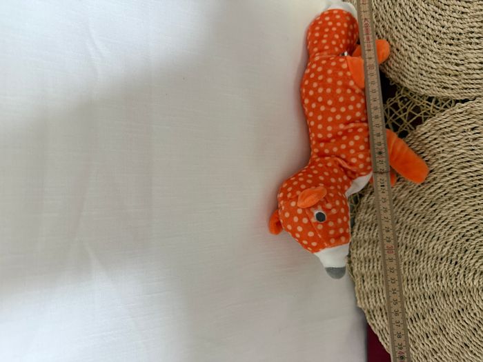 Peluche renard Hema, 30 cm, orange à pois - photo numéro 2