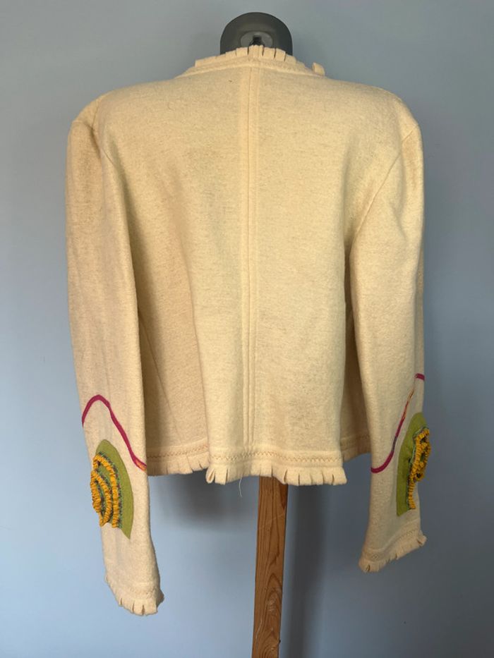 Veste blanc cassé Olivier Philips - Taille 44 - Fleurs en relief & épingle déco - photo numéro 5