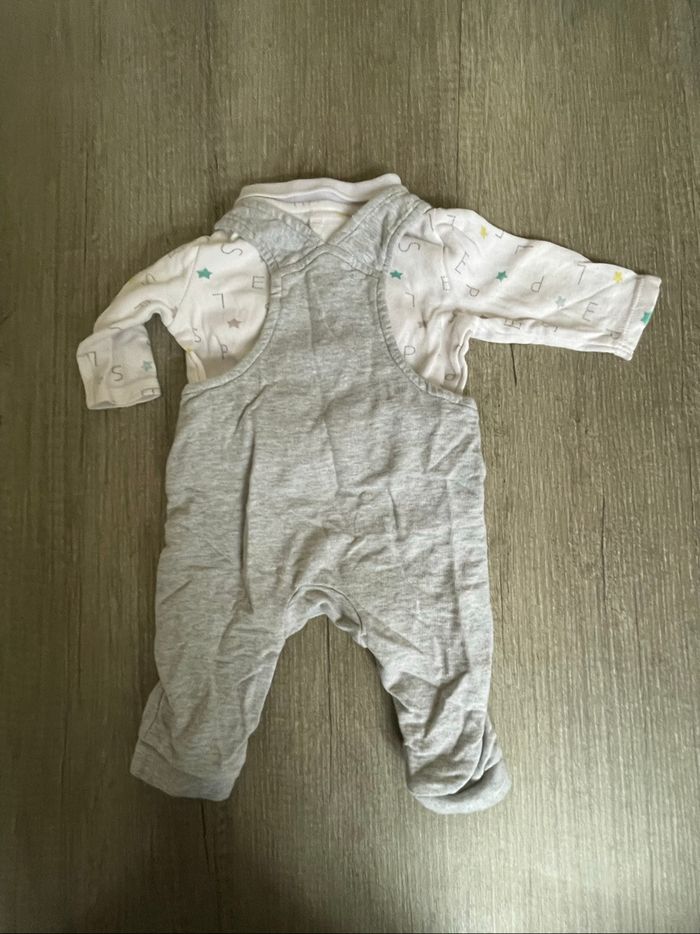 Ensemble salopette chemise 1 mois - photo numéro 2