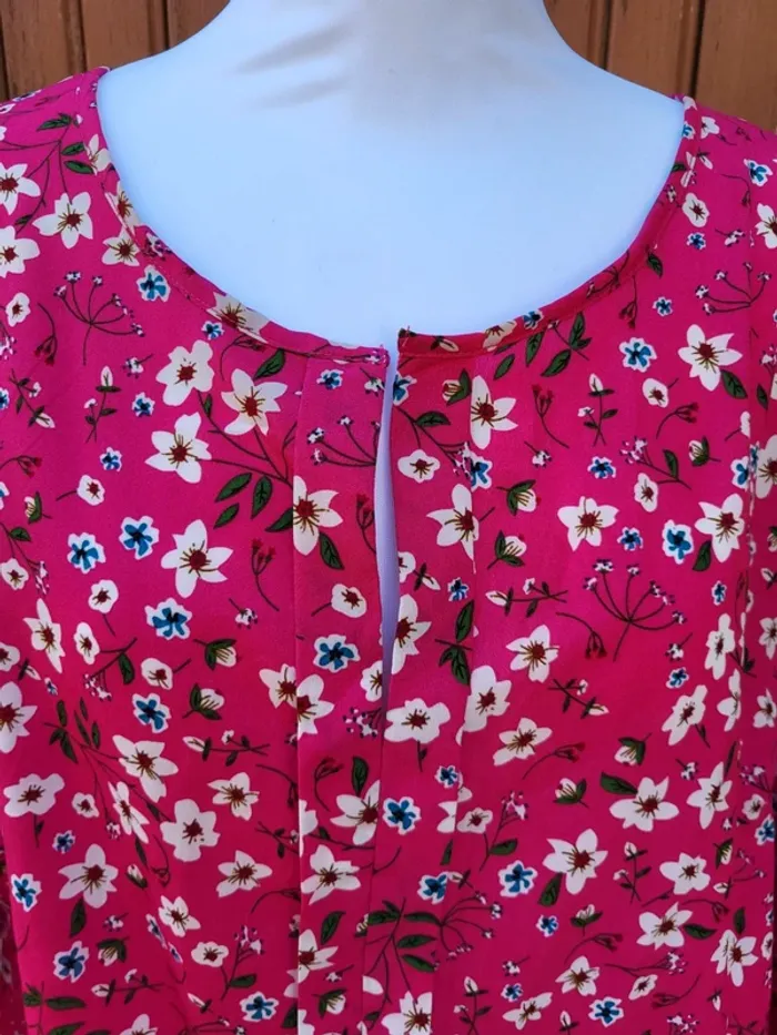 Blouse fleuri fluide rose multicolore taille 48 - photo numéro 4