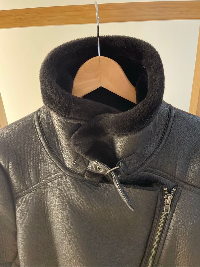 Blouson long noir doublé synthétique - photo numéro 4