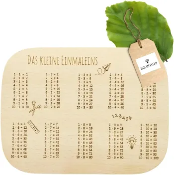Planche d'apprentissage rectangulaire en bois de hêtre local, avec motifs sur le thème « Apprendre »