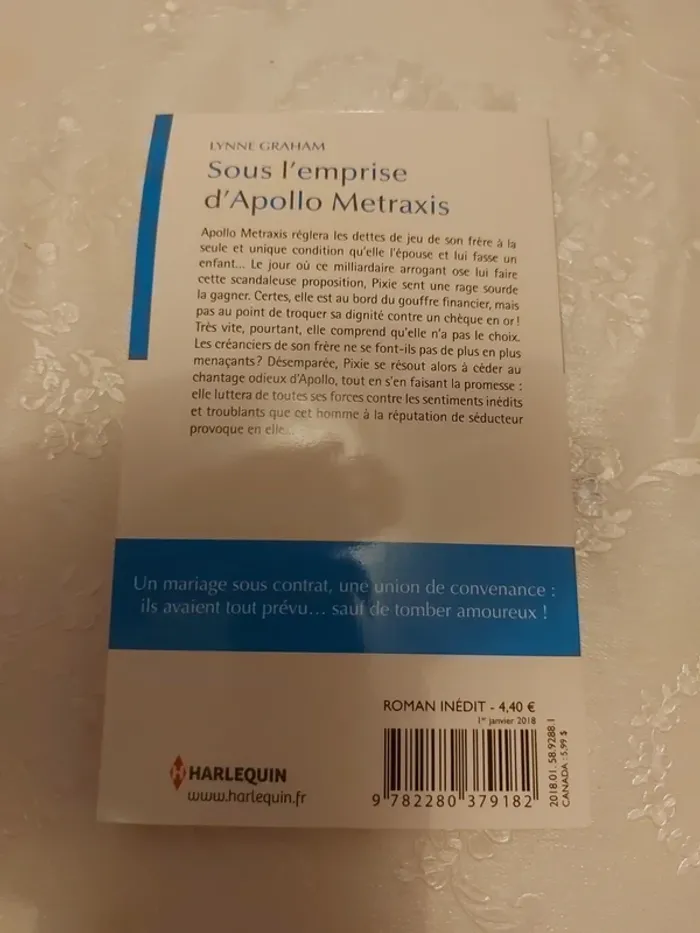 Livre Harlequin Sous l'emprise d'Apollon Metraxis - photo numéro 2