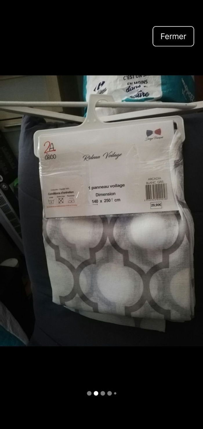 Panneau voilage 140x250 cm gris blanc neuf - photo numéro 2