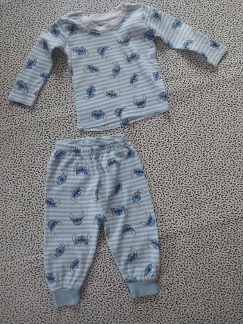 bébé stitch disney primark 9-12 mois 80 cm bleu rayé