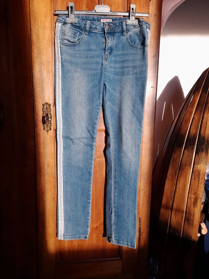 Jean bandes argentés