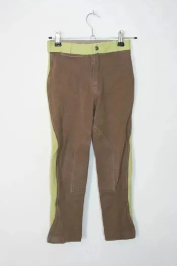 Pantalon d'équitation vert clair et marron Fouganza de Décathlon 10 ans