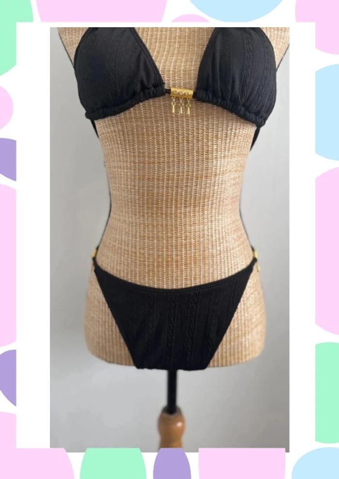 Bikini noir et doré Shein – Taille L – Neuf avec étiquette - photo numéro 4
