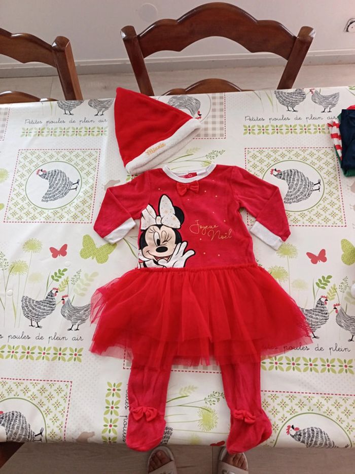 Pyjama Noël Disney Minnie+bonnet 9 mois