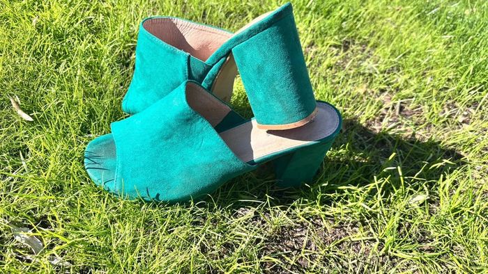 👠 mules verte turquoise talon carré pointure 41 #sweetshoes - photo numéro 4