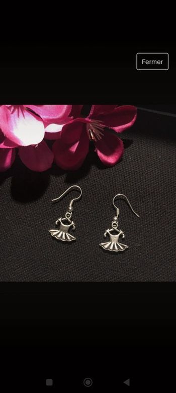 Boucles d'oreilles pendantes fantaisie métal argenté robe mode tutu danseuse