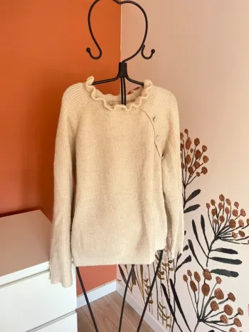 Pull maille côtelé beige Lili & Lala
