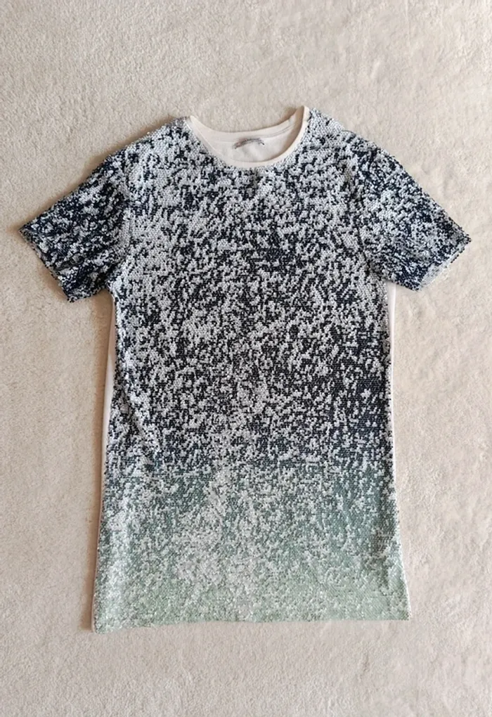 Robe sequin Zara M gris vert d'eau menthe - photo numéro 5