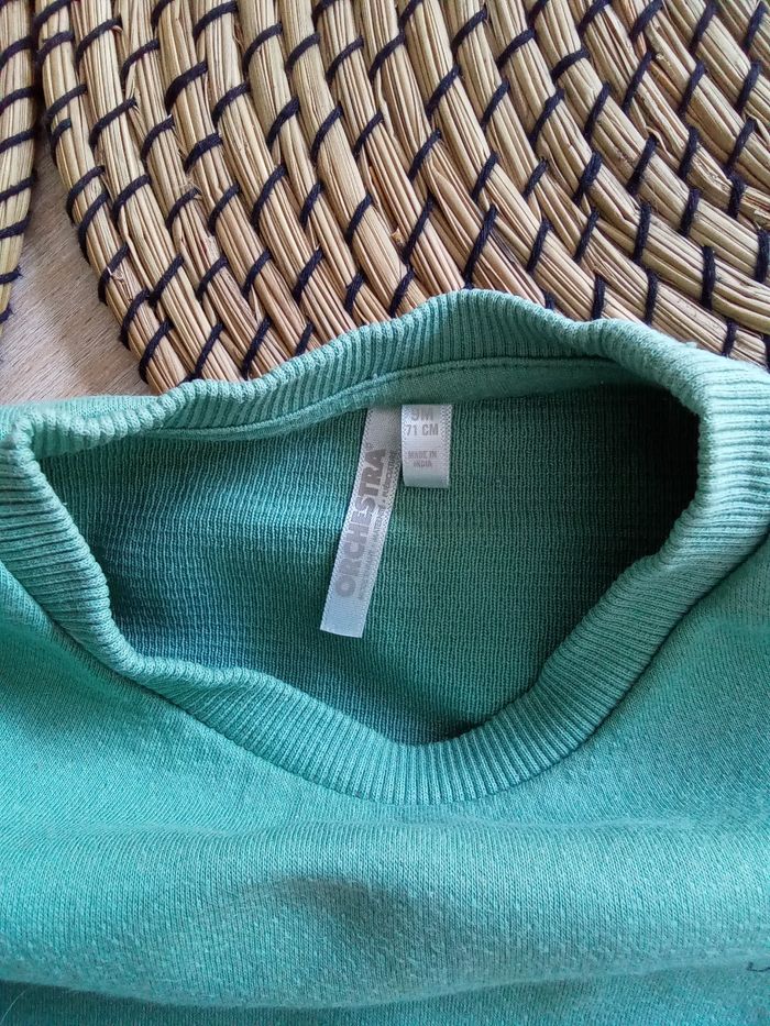 Ensemble jean + sweat tons vert menthe Orchestra taille 9 mois - photo numéro 4