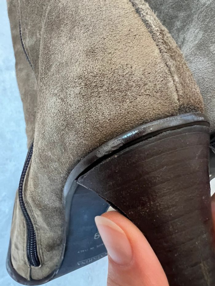 Bottines talons kaki cuir daim Forestcore y2k vintage made in Italy 🇮🇹 90s - Pointure 39 - photo numéro 12
