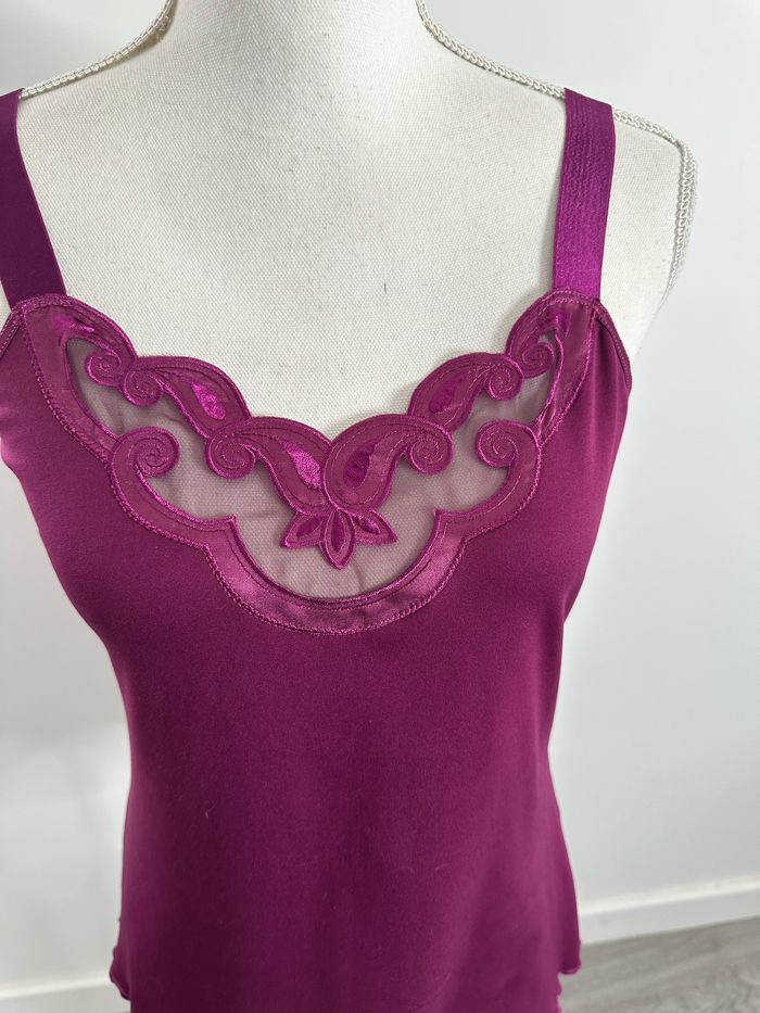 Débardeur en dentelle violet Thermolactyl Damart Vintage T36/38 S/M - photo numéro 3