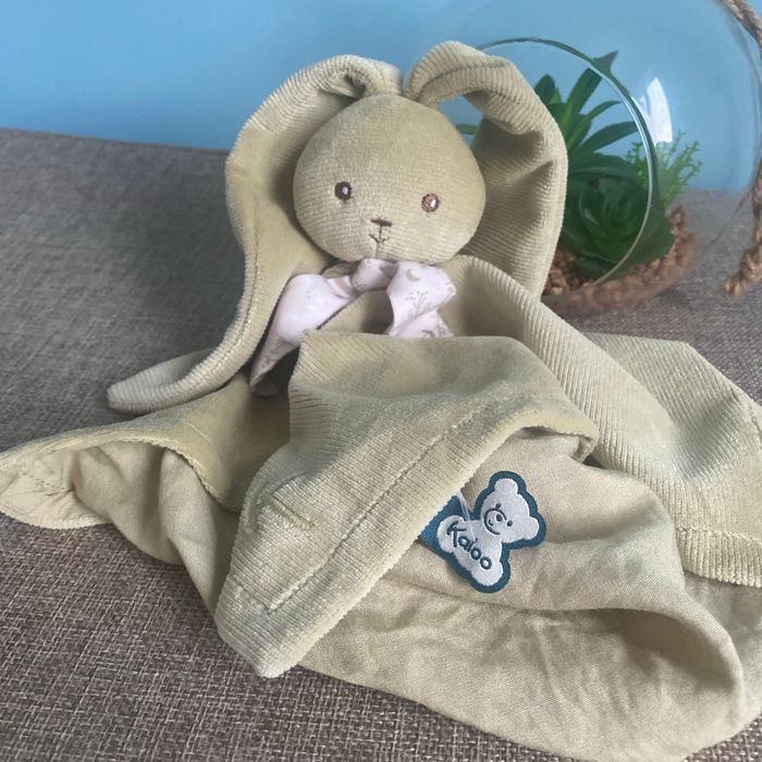 Doudou lapin plat kaloo vert