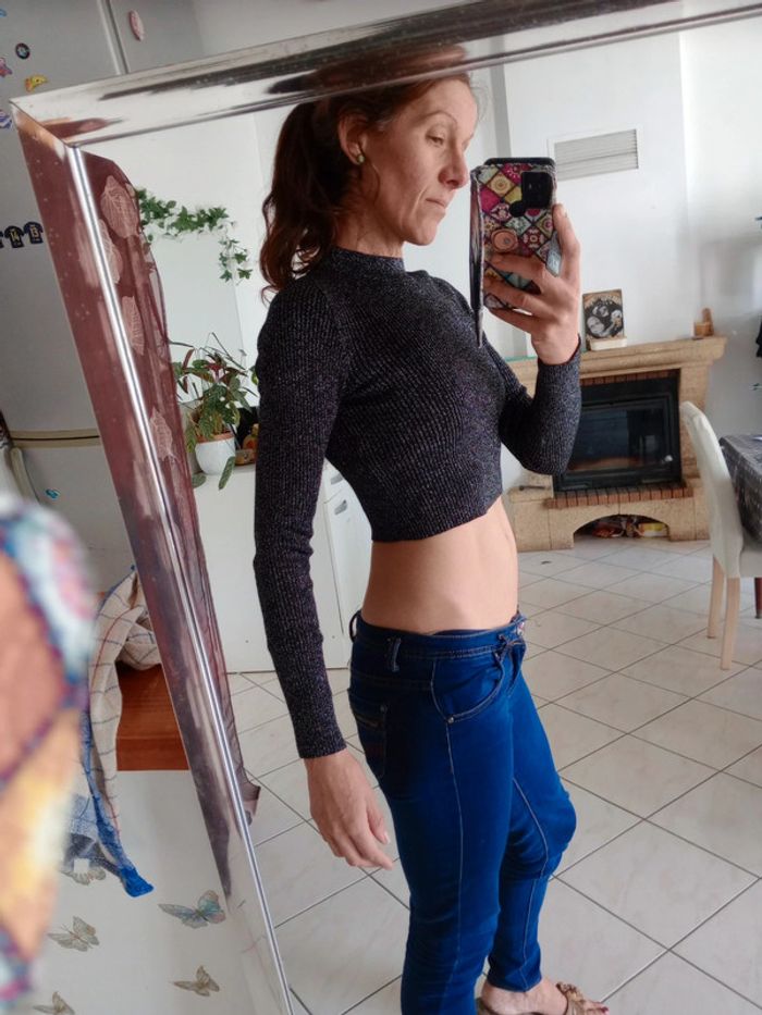 Crop top s noir argenté c 81 - photo numéro 4