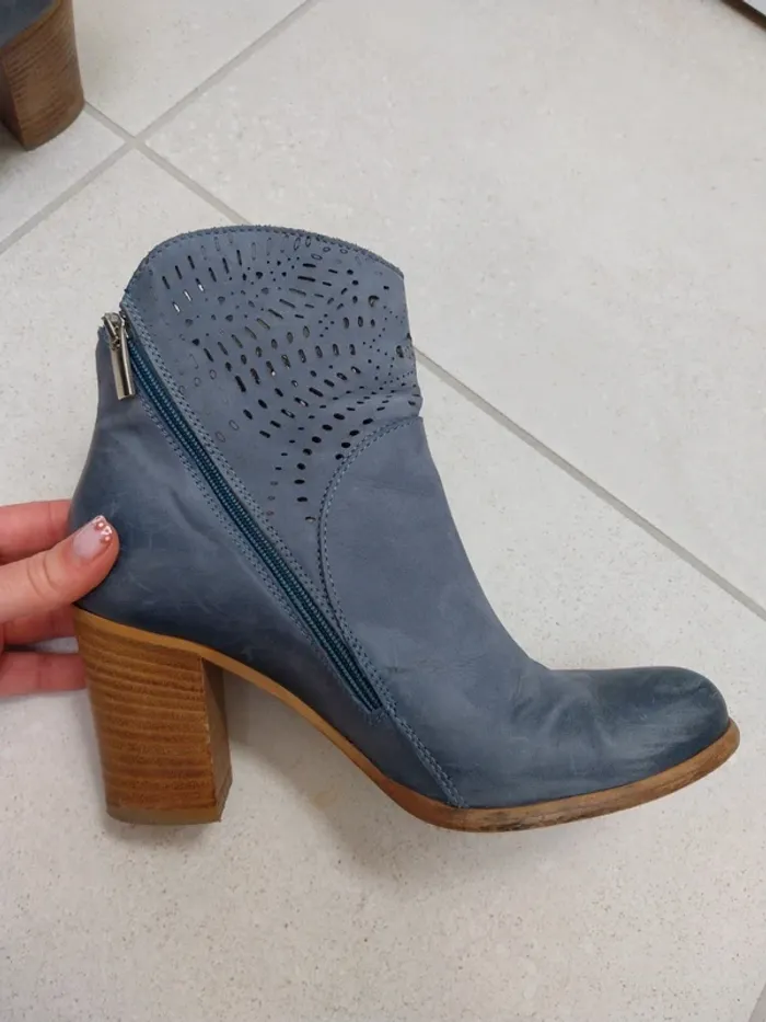 Bottines bleues ajourée Donna Piu' 36 - photo numéro 5