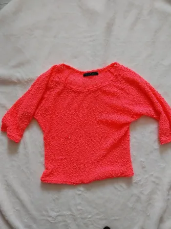 Jolie haut rose fluo transparent taille S