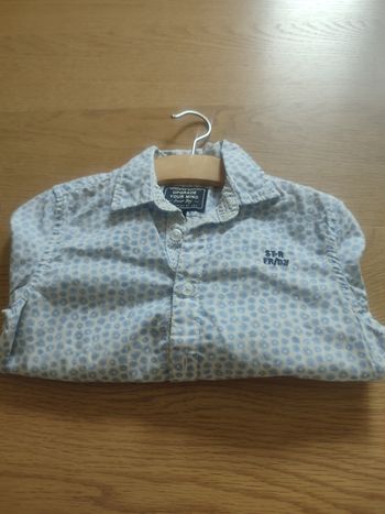 Chemise 3 ans/ manches longues/ motif fleurs bleues