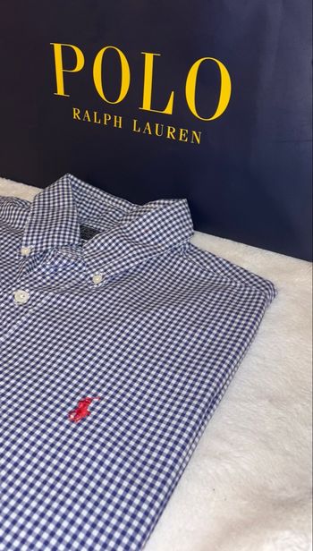 Chemise Homme Ralph Lauren à Carreaux Bleu Marine  et Blanc - Taille M / Custom Fit