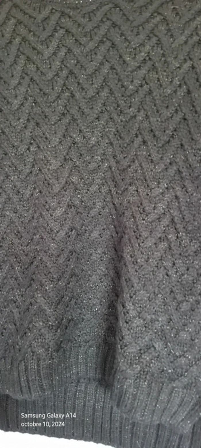 Pull long de fête noir fil métallisé avec torsades fille 12 ans kiabi - photo numéro 8