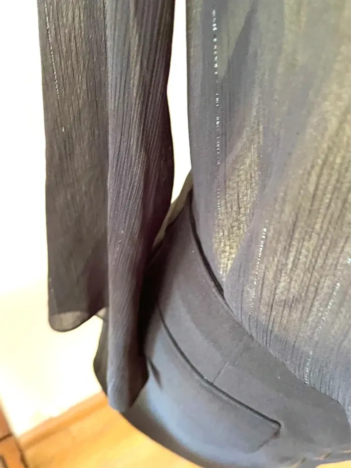 Sublime blouse chemise manche longue noir fluide Zara taille XS - photo numéro 9