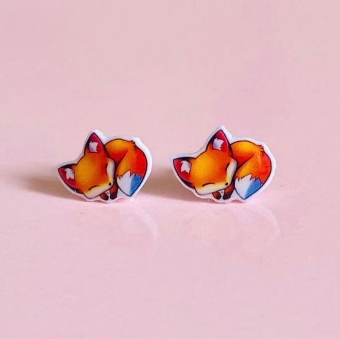 Boucles d’oreilles Fait Main Kitsune Renard Kawaii