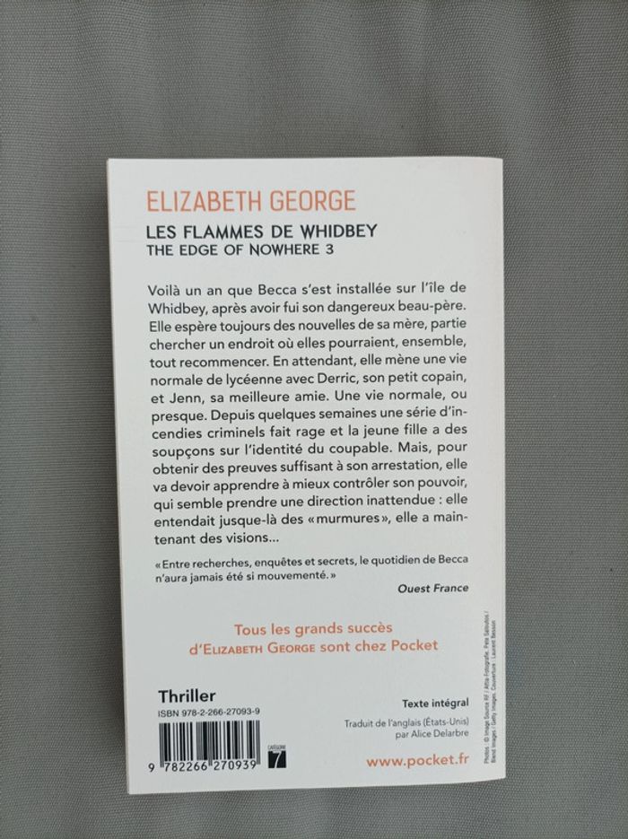 Livre " les flammes de Whidbey" Elizabeth George neuf - photo numéro 3