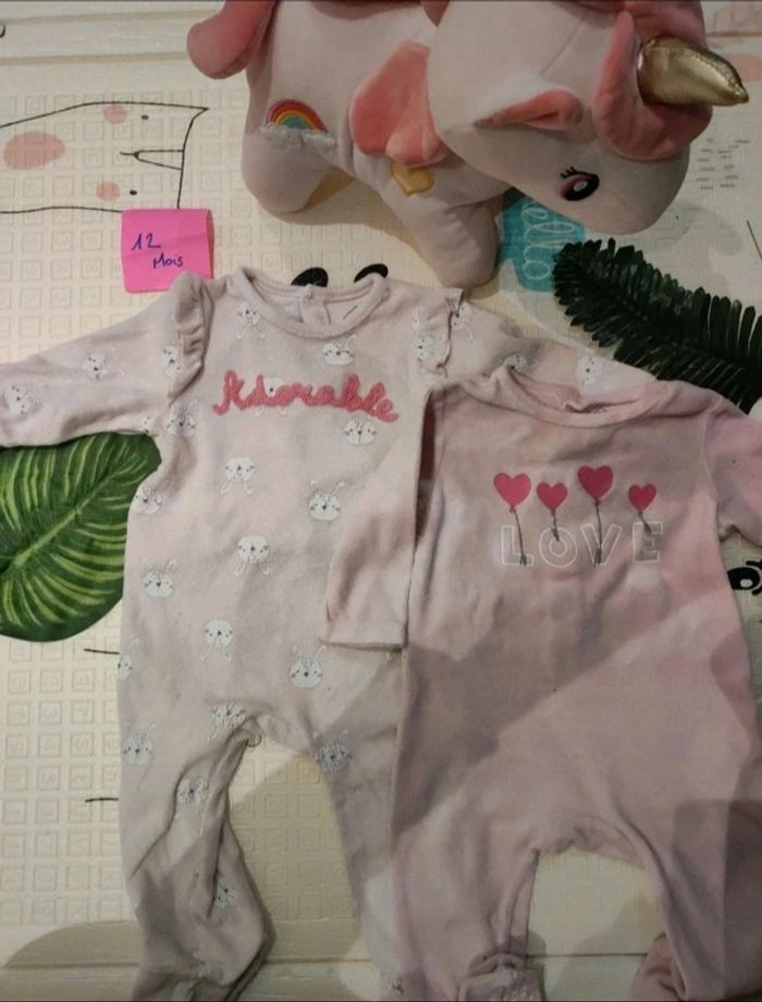 2 pygama velour 12 mois fille