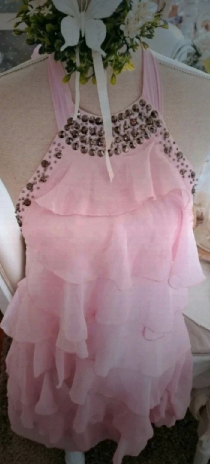 Robe rose volantée dos nu Flower by Charm's Taille M/L Neuve - photo numéro 2