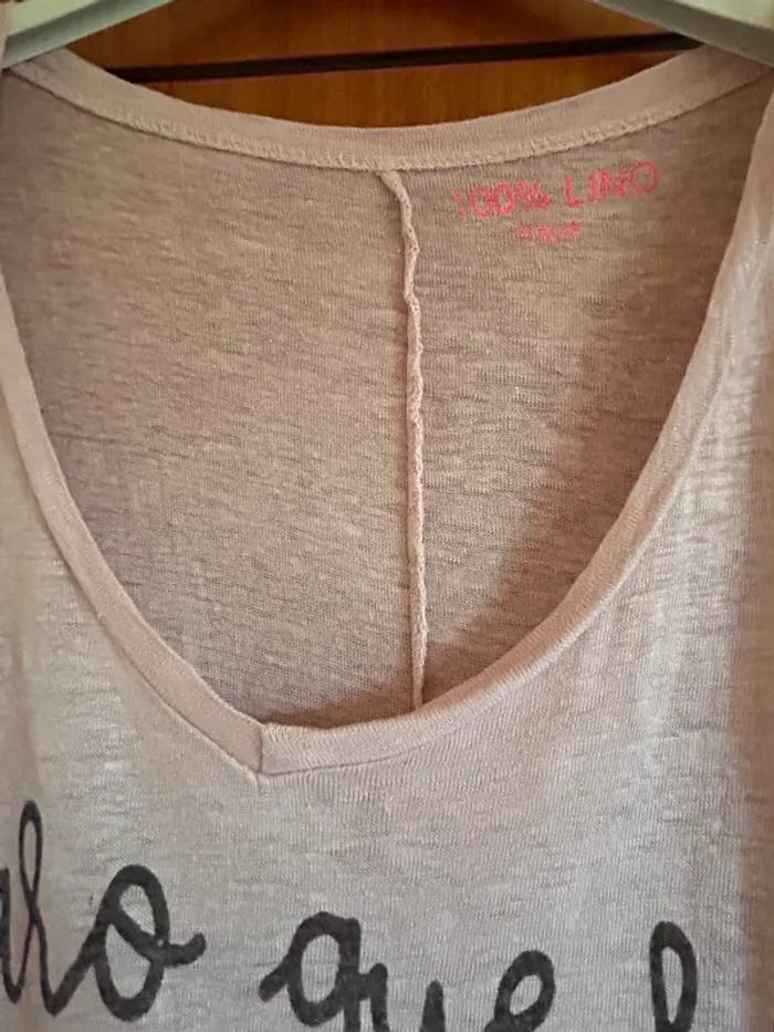 T-shirt rose col v taille unique Made in Italy - photo numéro 2
