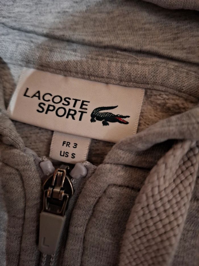 Pull à capuche lacoste sport gris homme - photo numéro 3