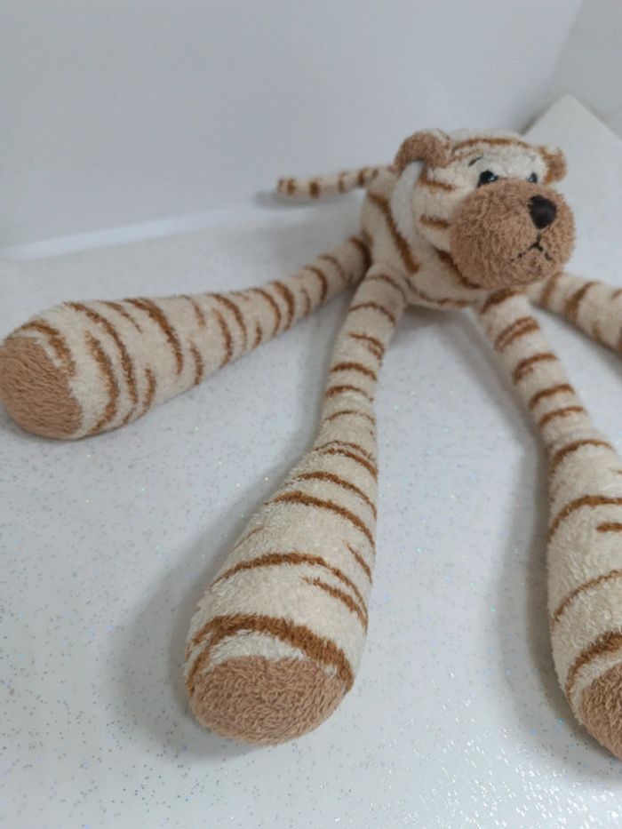 Petite peluche cmp plush doudou teddy zèbre zébré grosse pattes grande big beige crème tigre tiger - photo numéro 3