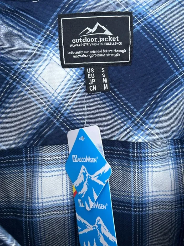 Chemise-veste en flanelle à capuche pour homme taille S Bleu gris et blanc - photo numéro 5