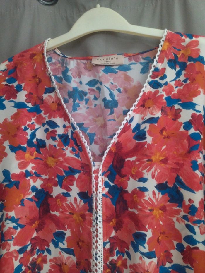 Tunique fleurie taille 5 purple's - photo numéro 2